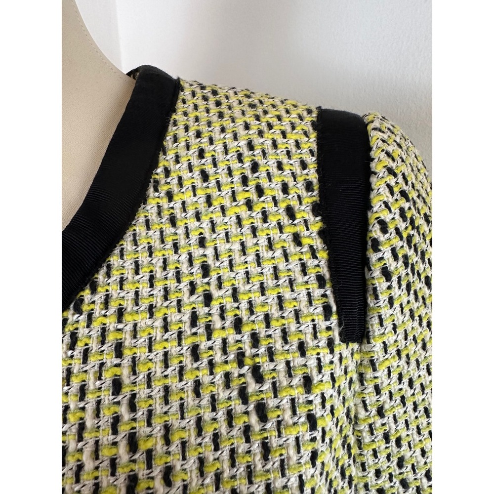 BANANA REPUBLIC TALL Yellow Black & White Tweed Zip Front Blazer Jacket | 6 Tall - Picture 4 of 13